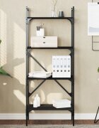 vidaXL Библиотека 4 рафта черна 56x315x1385 см инженерно дърво