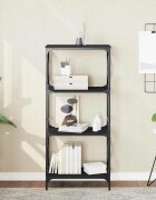 vidaXL Библиотека 4 рафта черна 59x35x132 см инженерно дърво