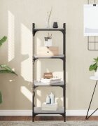 vidaXL Библиотека 4 рафта сив сонома 40x30x120 см инженерно дърво