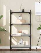 vidaXL Библиотека 4 рафта сив сонома 60x30x120 см инженерно дърво