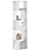 vidaXL Библиотека 5 рафта бяла 45x235x1625 см инженерно дърво