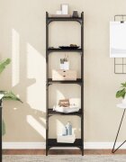 vidaXL Библиотека 5 рафта черна 40x30x154 см инженерно дърво