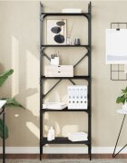 vidaXL Библиотека 5 рафта черна 56x315x174 см инженерно дърво