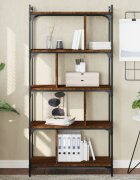 vidaXL Библиотека 5 рафта кафяв дъб 76x32x158 см инженерно дърво