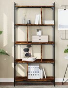 vidaXL Библиотека 5 рафта опушен дъб 76x32x158 см инженерно дърво