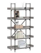 vidaXL Библиотека 5 рафта сив сонома 100x33x1805 см инженерно дърво