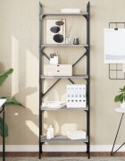 vidaXL Библиотека 5 рафта сив сонома 56x315x174 см инженерно дърво
