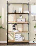 vidaXL Библиотека 5 рафта сонома дъб 76x32x158 см инженерно дърво