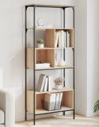vidaXL Библиотека 5 рафта сонома дъб 76x33x1885 см инженерно дърво