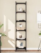 vidaXL Библиотека 6 рафта черна 40x30x188 см инженерно дърво