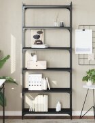 vidaXL Библиотека 6 рафта черна 80x30x188 см инженерно дърво