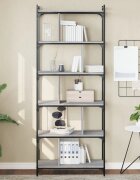 vidaXL Библиотека 6 рафта сив сонома 76x32x192 см инженерно дърво