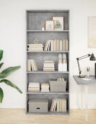 vidaXL Библиотека бетонно сив 80x30x189 см инженерно дърво