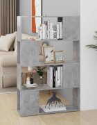 vidaXL Библиотека бетонно сива 80x24x1245 см инженерно дърво
