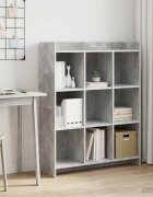 vidaXL Библиотека Бетоново сиво 875 x 30 x 111 см Инженерна дървесина
