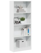 vidaXL Библиотека бял гланц 60x24x143 см инженерно дърво