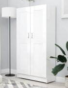vidaXL Библиотека бял гланц 825x305x150 см ПДЧ