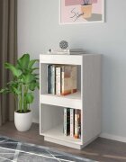 vidaXL Библиотека бяла 40x35x71 см борово дърво масив