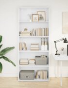 vidaXL Библиотека бяла 80x30x189 см инженерно дърво