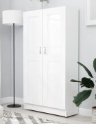 vidaXL Библиотека бяла 825x305x150 см инженерно дърво