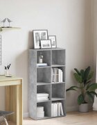 vidaXL Библиотека/бюфет бетонно сива 66x30x130 см инженерно дърво