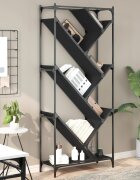 vidaXL Библиотека черен 79x30x180 см инженерно дърво и метал
