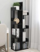vidaXL Библиотека черна 48x255x140 см инженерно дърво
