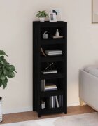 vidaXL Библиотека черна 50x35x154 см бор масив