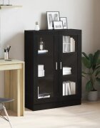 vidaXL Библиотека черно и дъб 825x305x115 см инженерно дърво