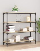 vidaXL Библиотека дъб сонома 100x33x100 см инженерно дърво и стомана