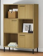 vidaXL Библиотека метални крака кафява 90x35x1285 см дърво масив OSLO