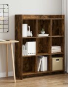 vidaXL Библиотека Опушен дъб 875 x 30 x 111 см Инженерна дървесина