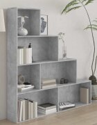 vidaXL Библиотека/параван бетонно сив 155x24x160 см инженерно дърво