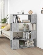 vidaXL Библиотека/разделител за стая бетонно сива 100x24x124 см