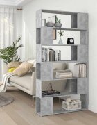 vidaXL Библиотека/разделител за стая бетонно сива 100x24x188 см