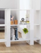 vidaXL Библиотека/разделител за стая бял гланц 100x30x87 см
