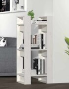 vidaXL Библиотека/разделител за стая бяла 41x35x91 см бор масив
