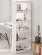 vidaXL Библиотека/разделител за стая бяла 60x30x1675 см бор масив