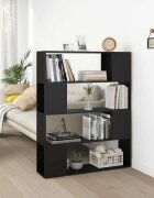 vidaXL Библиотека/разделител за стая черна 100x24x124 см