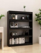 vidaXL Библиотека/разделител за стая черна 100x30x1355 см бор масив