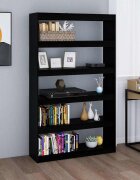 vidaXL Библиотека/разделител за стая черна 100x30x1675 см бор масив