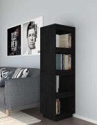 vidaXL Библиотека/разделител за стая черна 40x35x135 см бор масив