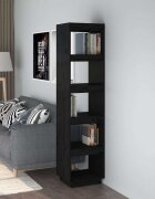 vidaXL Библиотека/разделител за стая черна 40x35x167 см бор масив