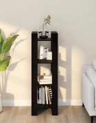 vidaXL Библиотека/разделител за стая черна 41x35x125 см бор масив