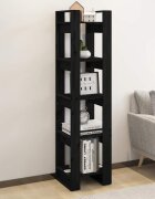 vidaXL Библиотека/разделител за стая черна 41x35x160 см бор масив
