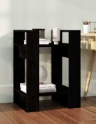 vidaXL Библиотека/разделител за стая черна 41x35x57 см бор масив