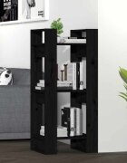 vidaXL Библиотека/разделител за стая черна 41x35x91 см бор масив
