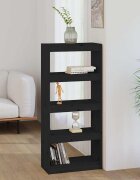 vidaXL Библиотека/разделител за стая черна 60x30x1355 см бор масив