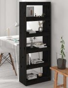 vidaXL Библиотека/разделител за стая черна 60x30x1675 см бор масив