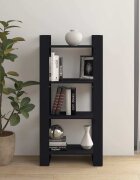 vidaXL Библиотека/разделител за стая черна 60x35x125 см бор масив